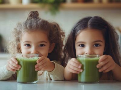 Kitakinder trinken Smoothies mit Gemüse