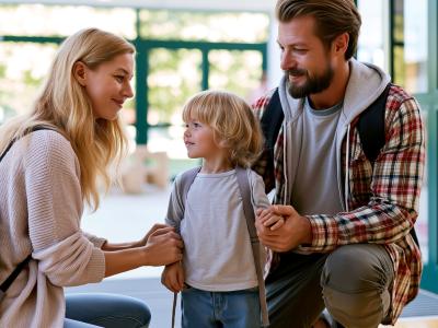 Eltern bringen Kind in die Wichtel Akademie Kita 