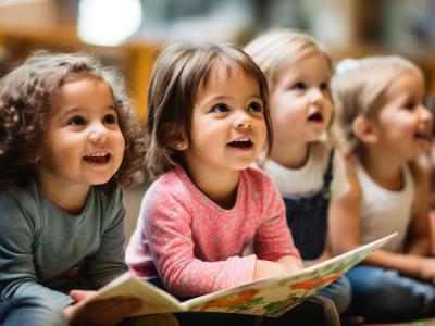 Gruppe an Kindern lernen Neues